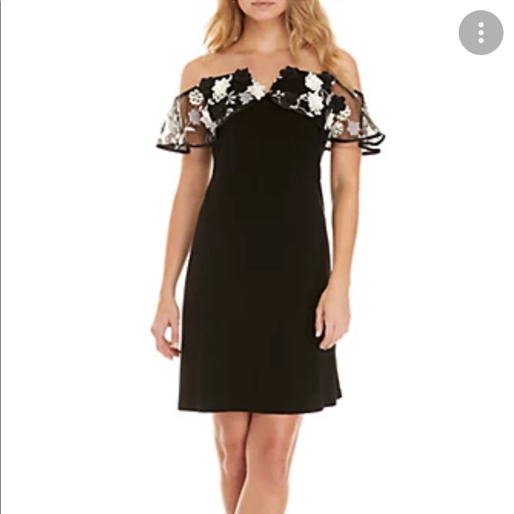 Illusion Neckline Black Dress - Size M